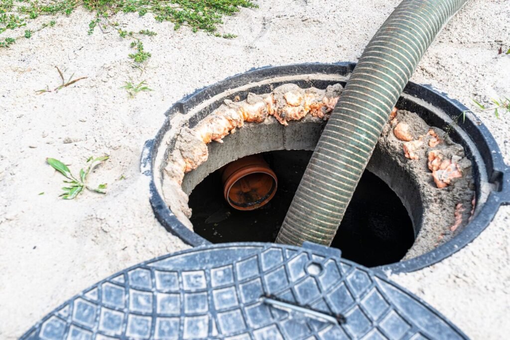 four inch suction pipe inserted into home septic tank suction household wastewater 1048944 13005786