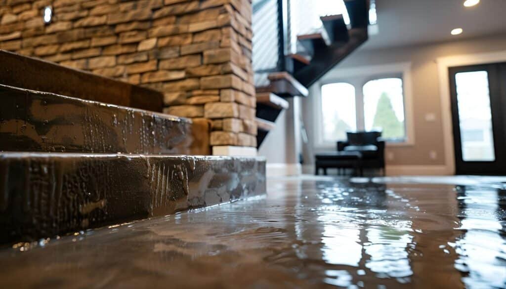 detailed shot upgraded basement floor waterproofing with staircase background 144356 82234